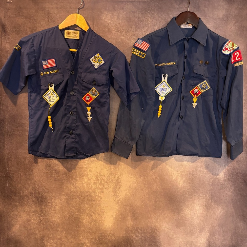 Vintage 1980s Boy Scouts of America Uniform Shirts Patches Calumet 2pc
